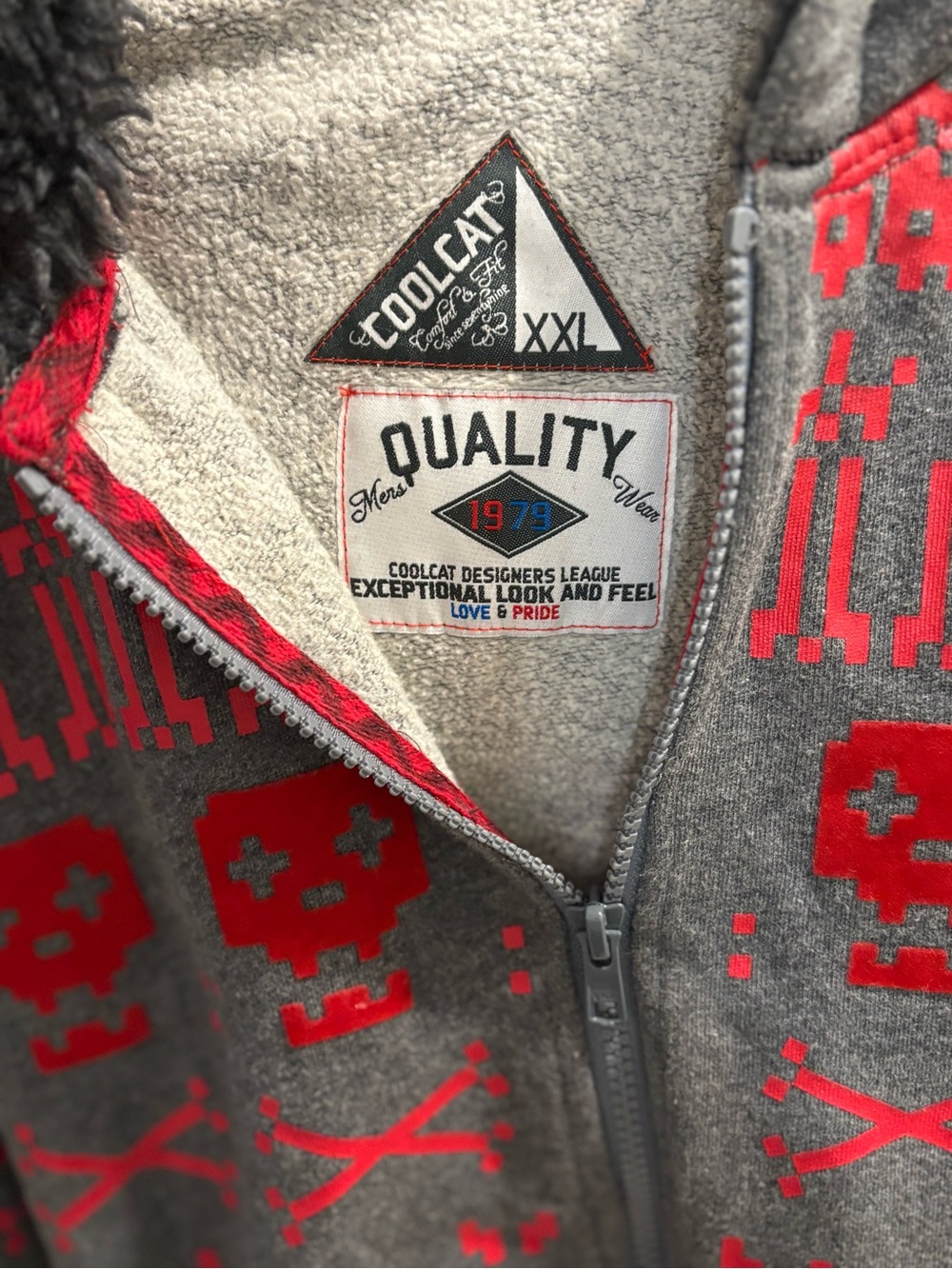 CoolCat Amsterdam Men’s Pixel Skull Fair Isle Zip Hoodie XL - Picture 4 of 4